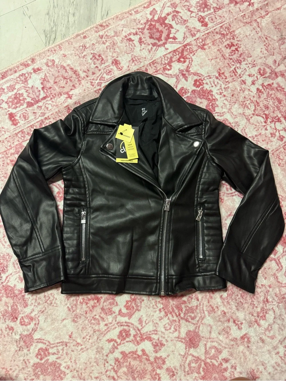 Faux Leather Black Moto Jacket girls